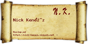 Nick Kenéz névjegykártya